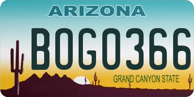 AZ license plate BOG0366