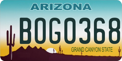 AZ license plate BOG0368