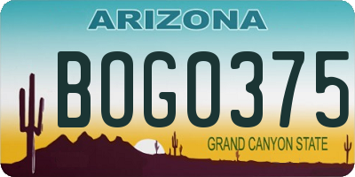 AZ license plate BOG0375