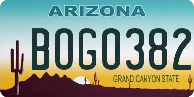AZ license plate BOG0382