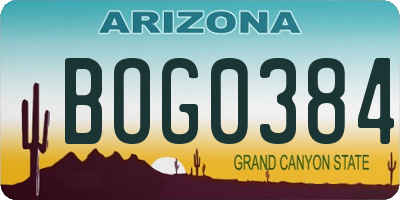 AZ license plate BOG0384