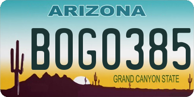 AZ license plate BOG0385