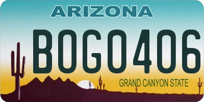 AZ license plate BOG0406