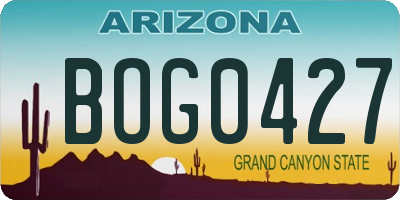 AZ license plate BOG0427