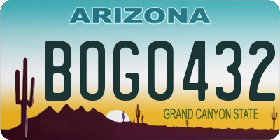 AZ license plate BOG0432