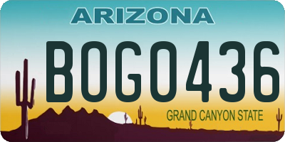 AZ license plate BOG0436