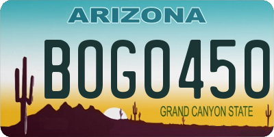 AZ license plate BOG0450