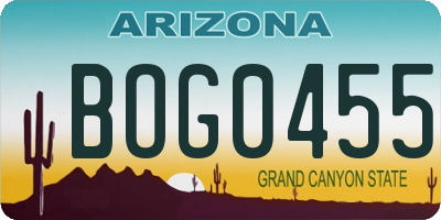 AZ license plate BOG0455