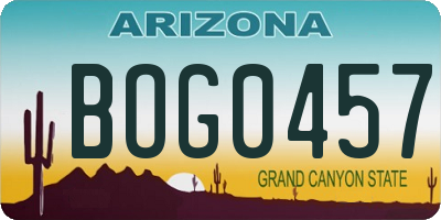 AZ license plate BOG0457