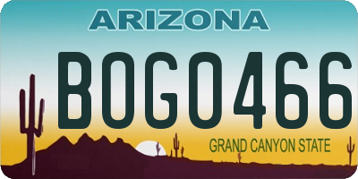 AZ license plate BOG0466