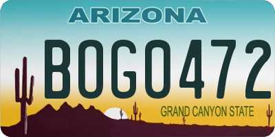 AZ license plate BOG0472