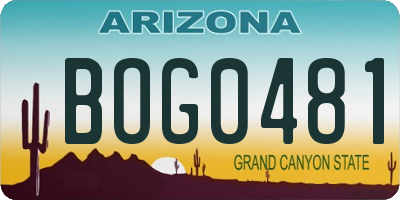 AZ license plate BOG0481