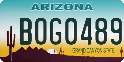 AZ license plate BOG0489