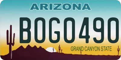 AZ license plate BOG0490