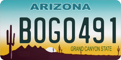 AZ license plate BOG0491