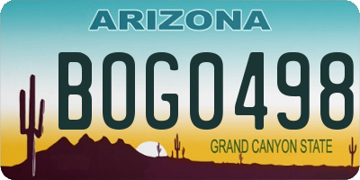 AZ license plate BOG0498