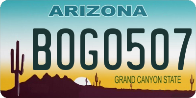 AZ license plate BOG0507