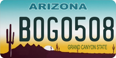 AZ license plate BOG0508