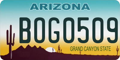AZ license plate BOG0509