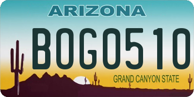 AZ license plate BOG0510