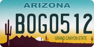 AZ license plate BOG0512