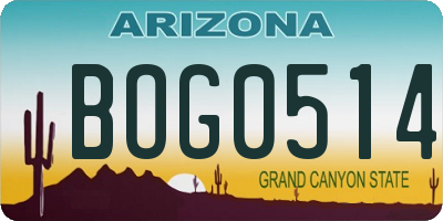 AZ license plate BOG0514