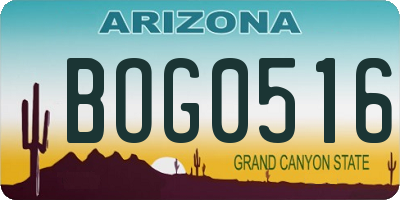 AZ license plate BOG0516