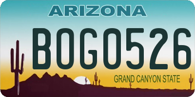 AZ license plate BOG0526
