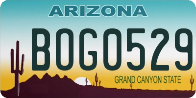 AZ license plate BOG0529