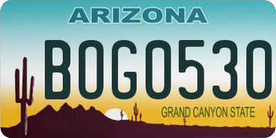 AZ license plate BOG0530