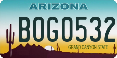 AZ license plate BOG0532