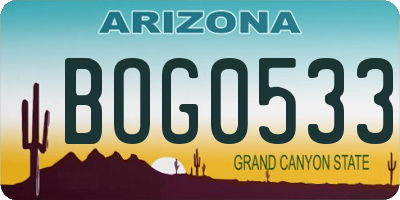 AZ license plate BOG0533