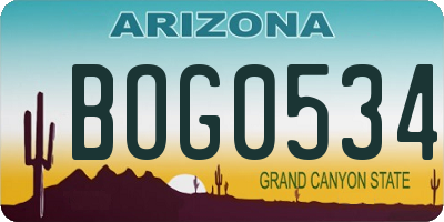 AZ license plate BOG0534