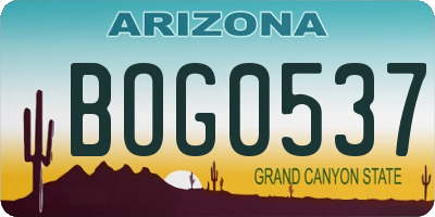 AZ license plate BOG0537