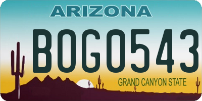 AZ license plate BOG0543