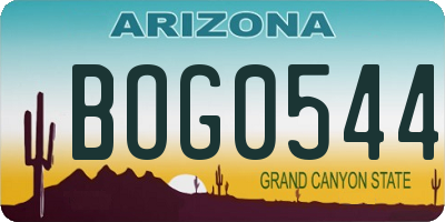 AZ license plate BOG0544