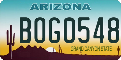 AZ license plate BOG0548