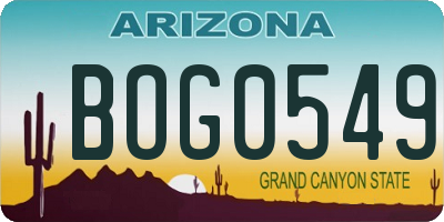 AZ license plate BOG0549