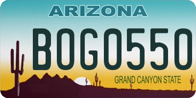 AZ license plate BOG0550