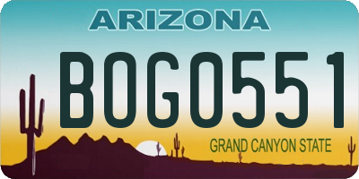 AZ license plate BOG0551