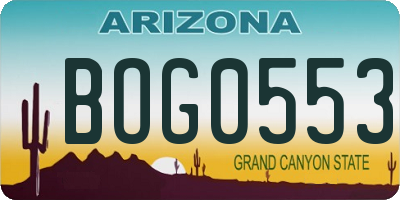 AZ license plate BOG0553