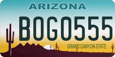 AZ license plate BOG0555