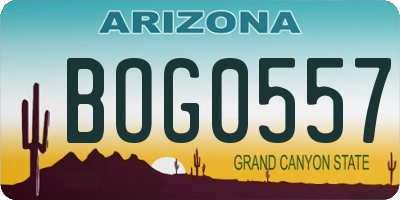 AZ license plate BOG0557