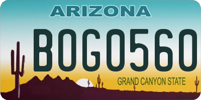 AZ license plate BOG0560