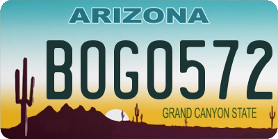 AZ license plate BOG0572