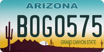 AZ license plate BOG0575