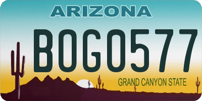 AZ license plate BOG0577