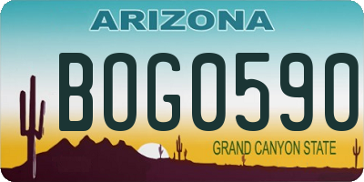 AZ license plate BOG0590
