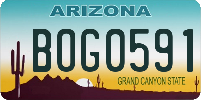AZ license plate BOG0591