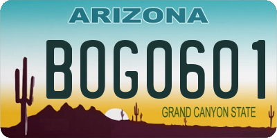 AZ license plate BOG0601